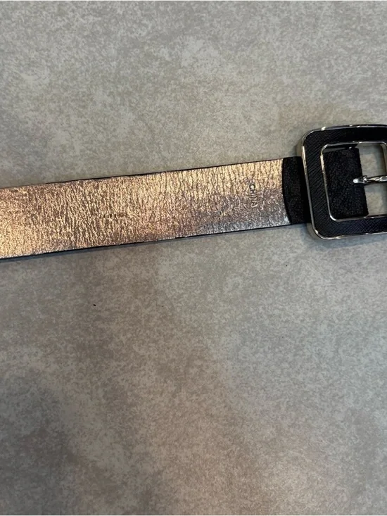 Michael Kors Black Logo-Print Womans Belt with Silver Buckle - Picture 9 of 11